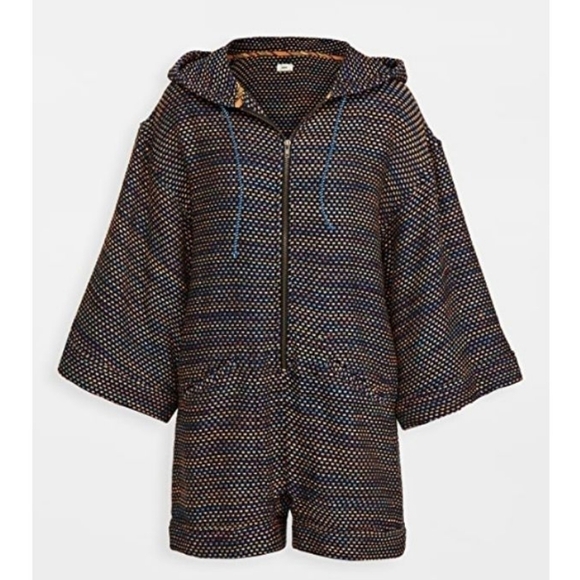 Warm Pants - Warm Black Multi Rainbow Hooded Playa Romper